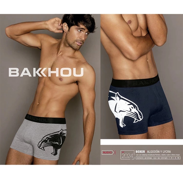 ART.BK602024 BOXER ALGODON Y LYCRA LISO CON ESTAMPA PANTERA Y ELASTICO