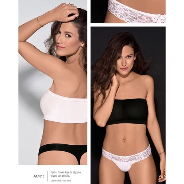 ART.BE151610 PACK X3 BOMBACHAS COLALESS ALGODON CON PUNTILLA