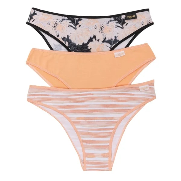 ART.FR5005 PACK X3 DE VEDETINA DE ALGODÓN LYCRA ESTAMPADO DURAZNO