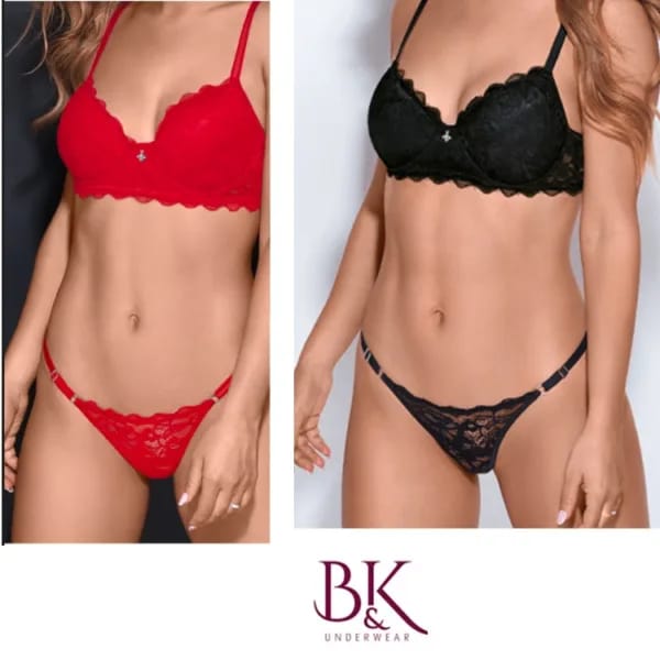 ART.BK665200 CONJUNTO TAZA SOFT DE PUNTILLA C/DIJE Y TANGA LESS