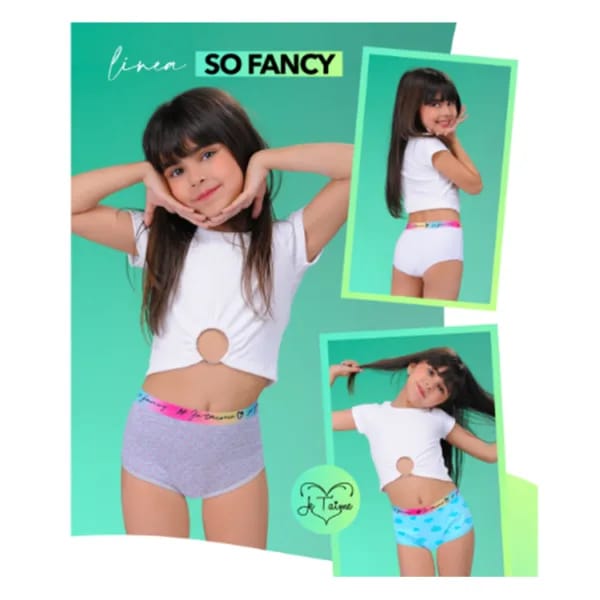 ART.JT2090P PACK X 3 VEDETINA NENA ALGODON C/ELASTICO PERSONALIZADO “SO FANCY”