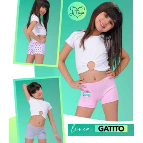 ART.JT2226P PACK X 3 BOXER NENA ALGODON ESTAMPADO GATITOS