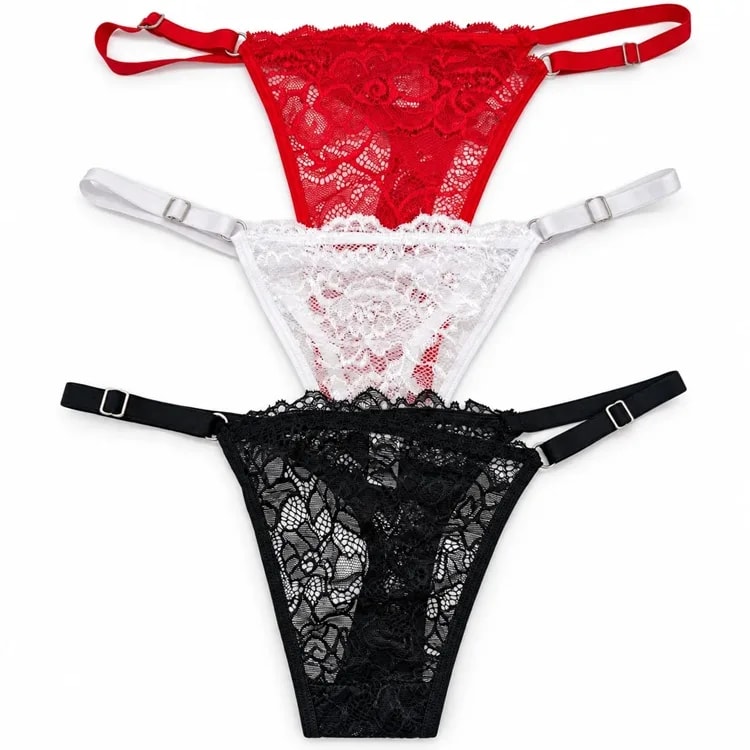 ART.FZ1710/P PACK X 3 TANGA DE PUNTILLA REGULABLE ELASTICO DE 10